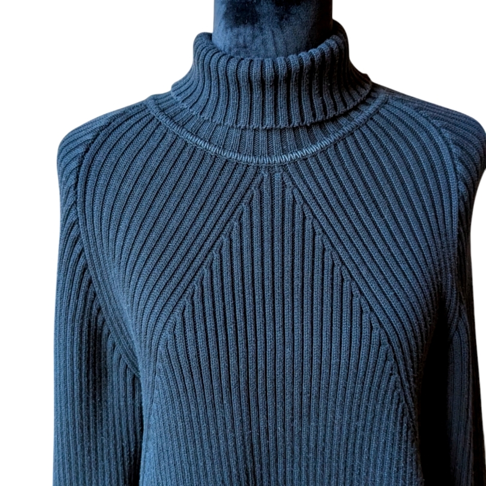 EUC Talbot's Black 100% Cotton Turtleneck Sweater - Picture 3 of 5